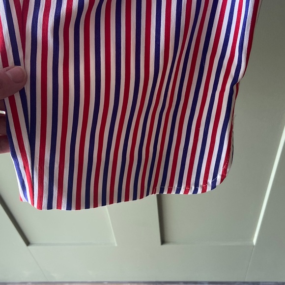 Kate Park NWT Striped Red White Blue Pull-On Capri Pants Pockets Sz L - Picture 3 of 7